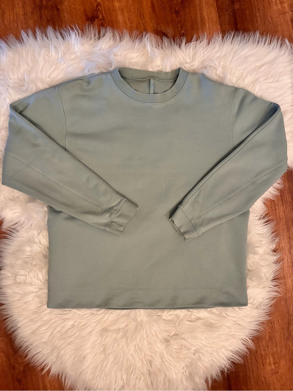 Lululemon Mens XL French Terry Oversize Long Sleeve Crew Silver Blue Aqua M3DF8s